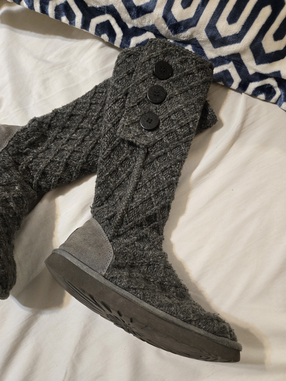 UGG Women's Lattice Cardy or Classic Cardy boots in a dark gray, Size 8